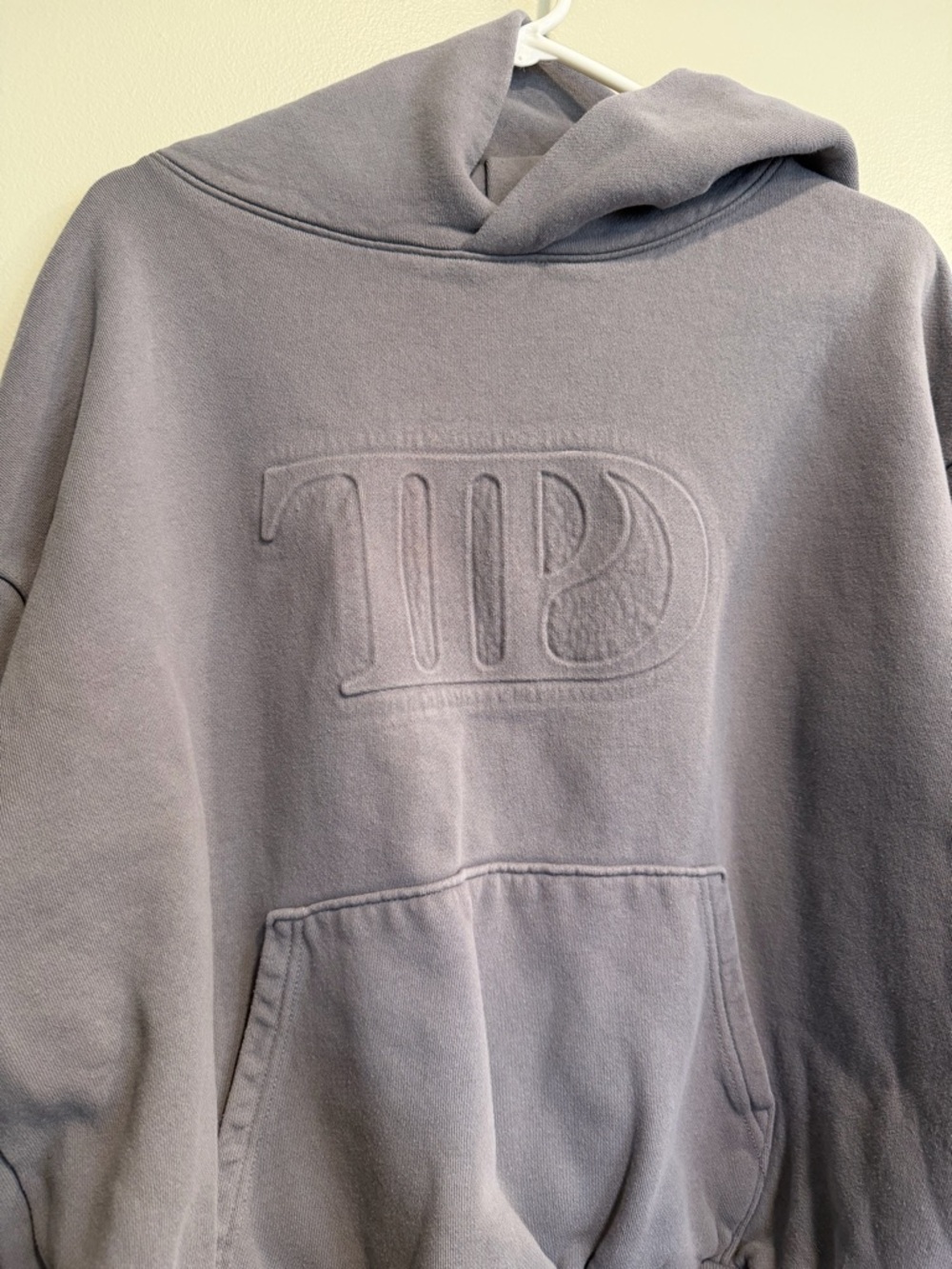 Taylor Swift Embossed Logo Tortured Poets Department Gray Hoodie size large